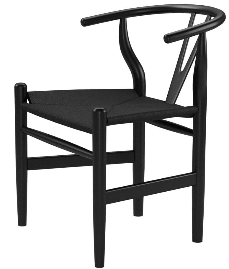 Stone & Beam Classic Wishbone Dining Chair Black / Black — Black/Black, alternate front view