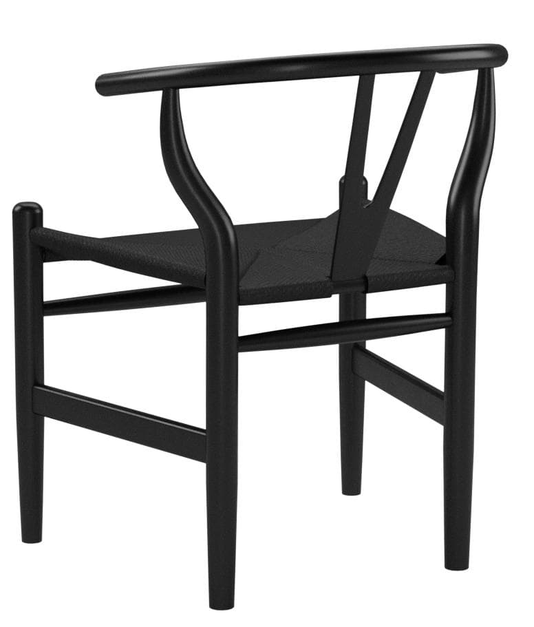 Stone & Beam Classic Wishbone Dining Chair Black / Black — Black/Black, rear view