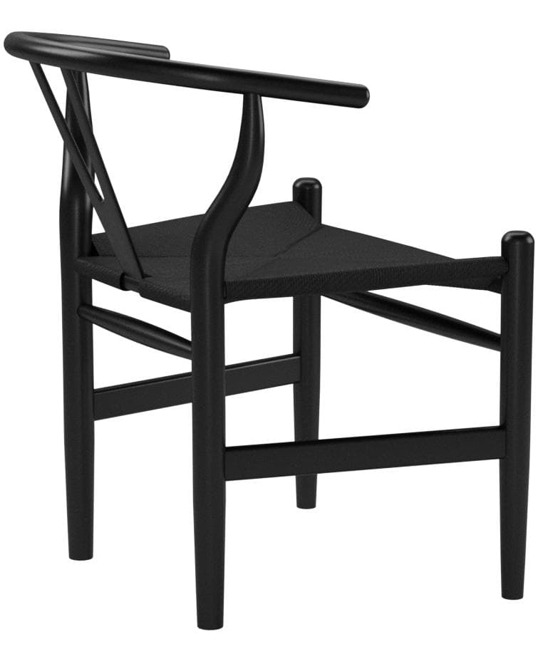Stone & Beam Classic Wishbone Dining Chair Black / Black — Black/Black, opposite rear view