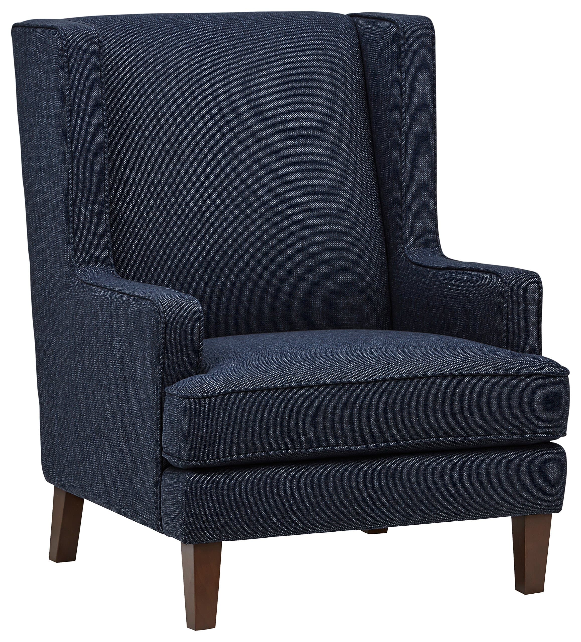 Stone & Beam Highland Modern Living Room Wingback Accent Chair Denim — Denim, front three-quarter view