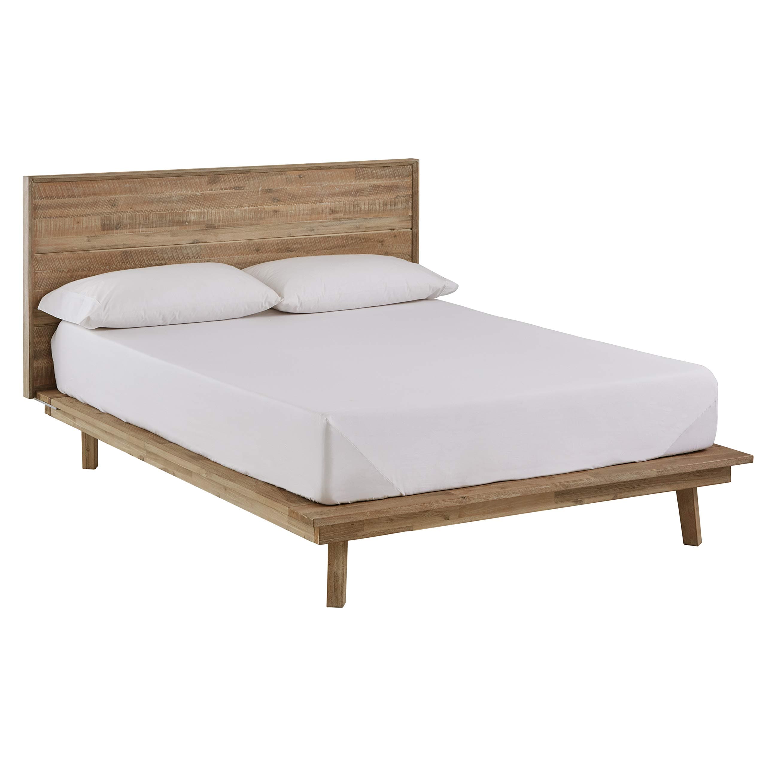 Stone & Beam Rylee Modern Acacia Wood King Bed Gray-Wash Acacia — Gray-Wash Acacia, front three-quarter view