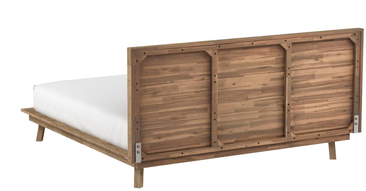 Stone & Beam Rylee Modern Acacia Wood King Bed Gray-Wash Acacia — Gray-Wash Acacia, rear view; mattress and bedding shown for styling