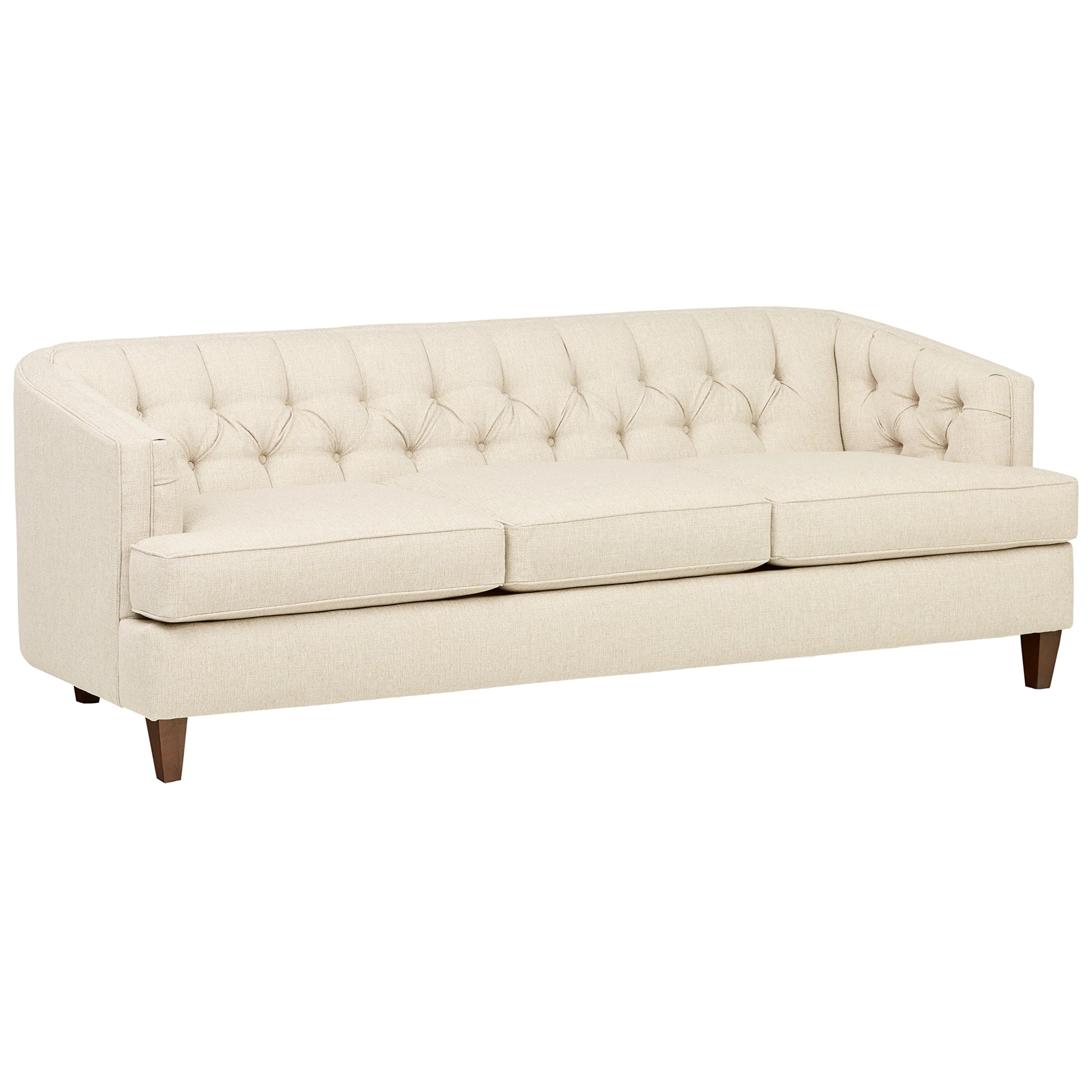 Stone & Beam Leila Tufted Sofa Sandstone — Sandstone, front three-quarter view
