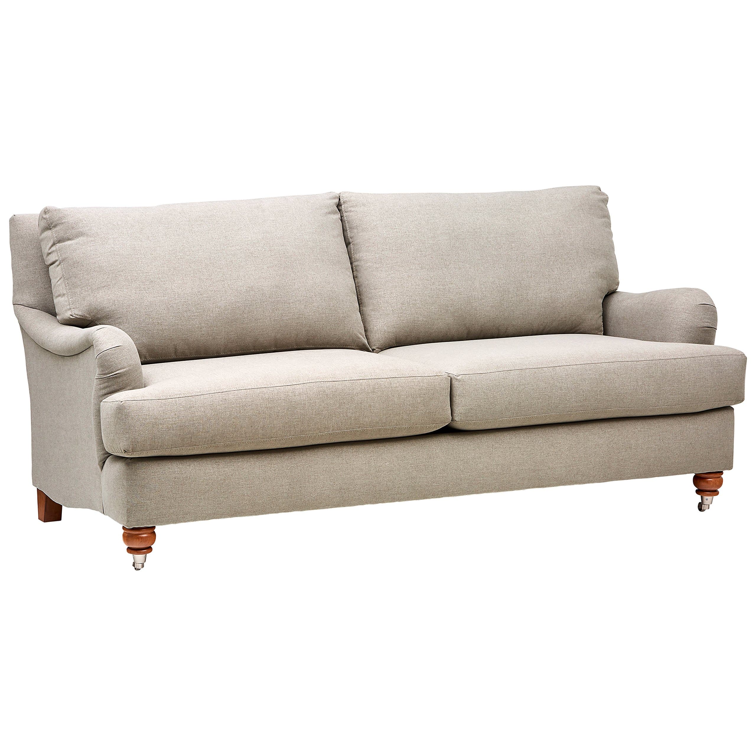 Stone & Beam Brandeberry Farmhouse Charles of London Sofa Stone — Stone, front three-quarter view