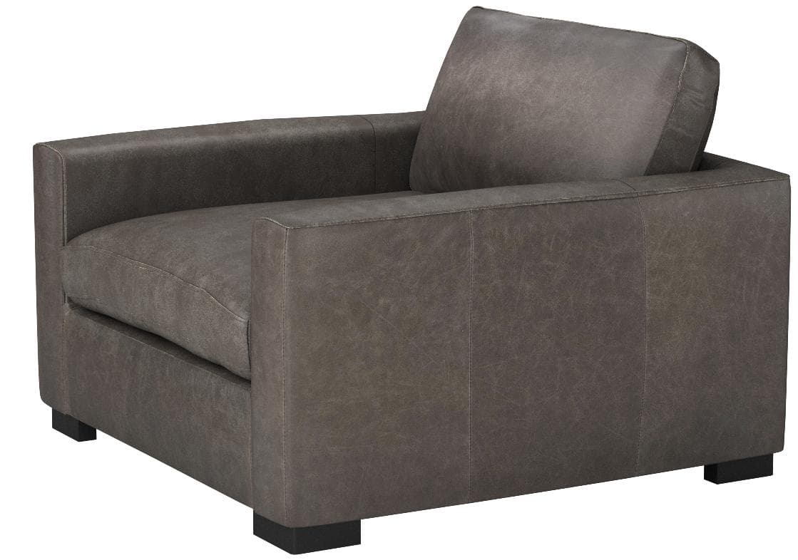 Stone & Beam Westview Extra-Deep Down-Filled Leather Accent Chair Dark Grey — Dark Grey, alternate front view