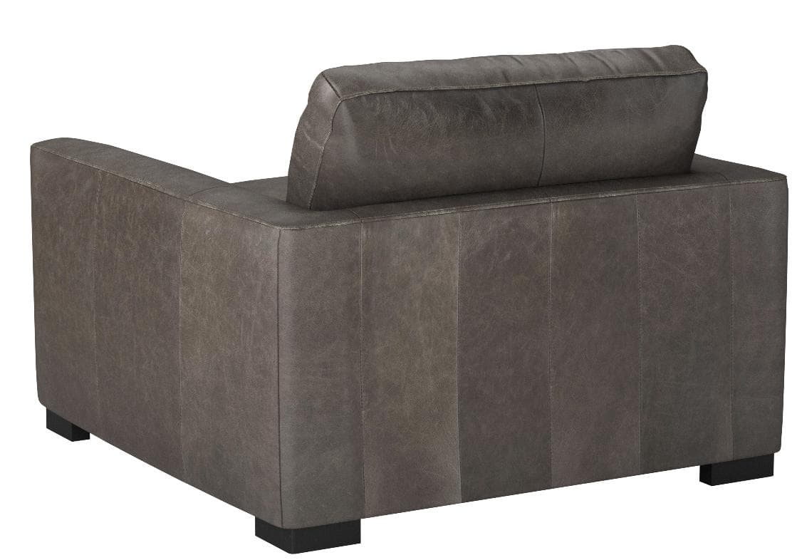 Stone & Beam Westview Extra-Deep Down-Filled Leather Accent Chair Dark Grey — Dark Grey, rear view
