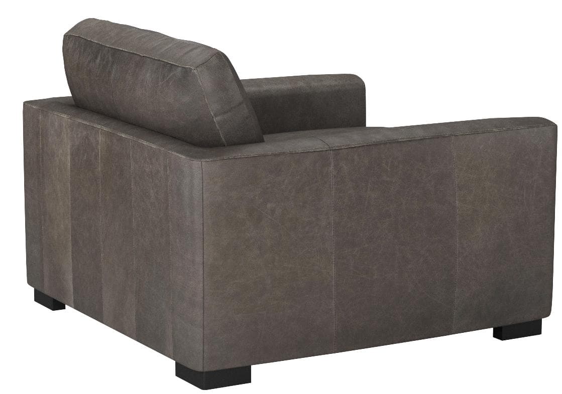 Stone & Beam Westview Extra-Deep Down-Filled Leather Accent Chair Dark Grey — Dark Grey, opposite rear view