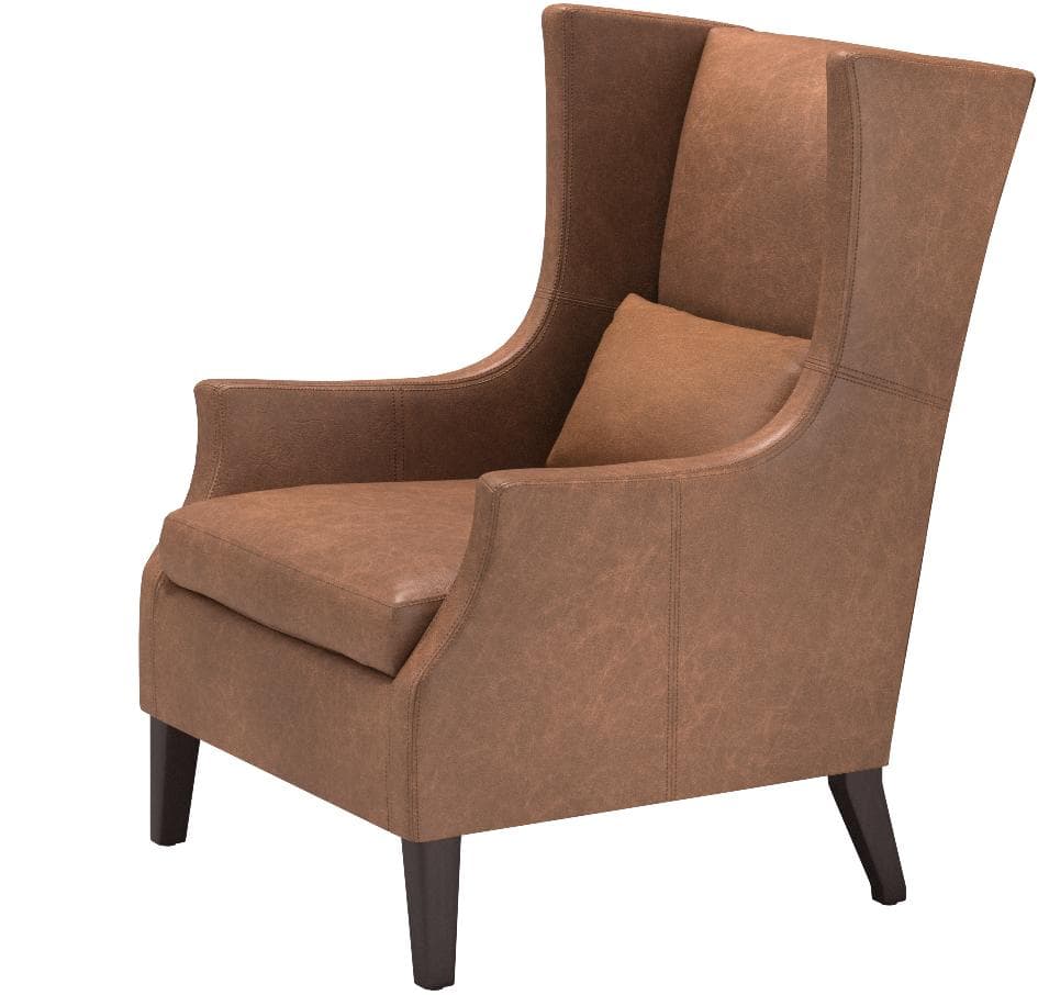 Stone & Beam Wingard Leather Wingback Accent Chair Cognac — Cognac, alternate front view