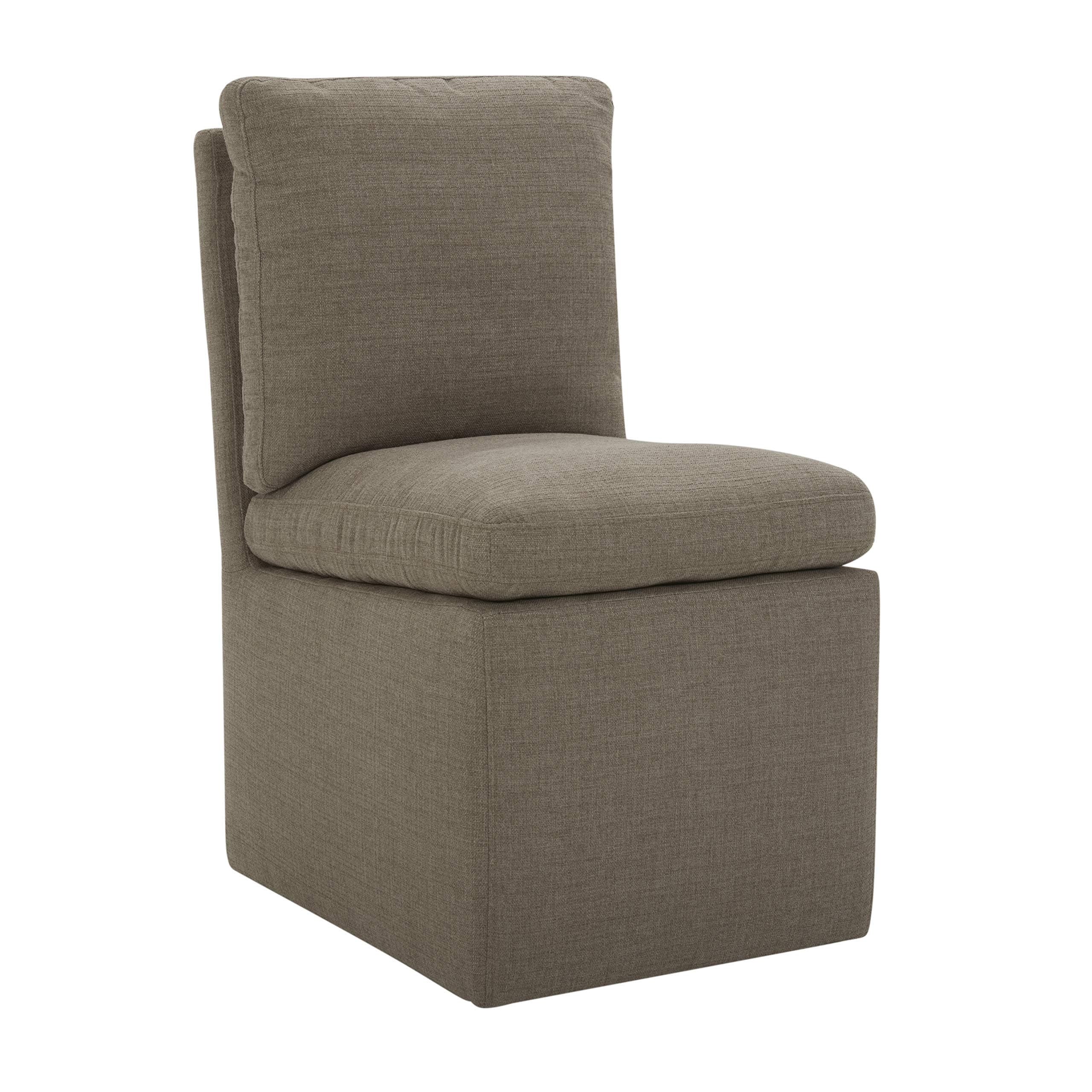 Stone & Beam Vivianne Modern Upholstered Armless Dining Chair with Casters Slate — Slate, front three-quarter view