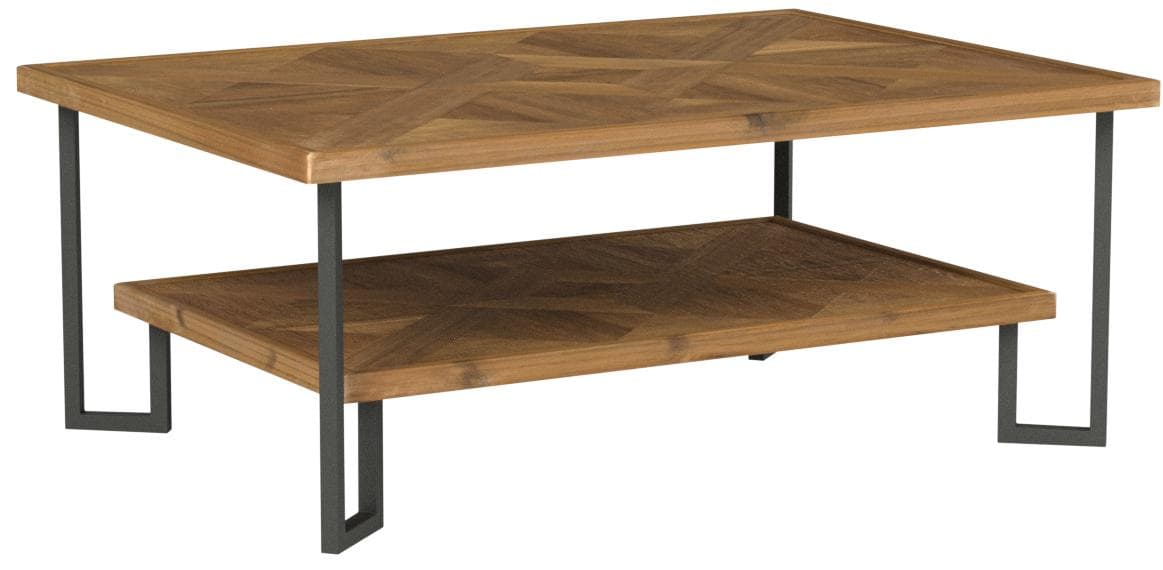 Stone & Beam Bernice Industrial Reclaimed Parquet Wood Coffee Table Natural and Black — Natural/Black, rear view