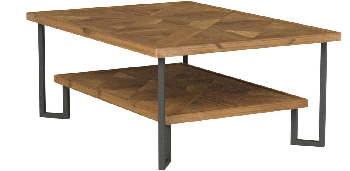 Stone & Beam Bernice Industrial Reclaimed Parquet Wood Coffee Table Natural and Black — Natural/Black, opposite rear view
