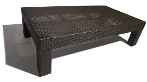 Strathwood Camano All-Weather Wicker Coffee Table — angled full coffee table.