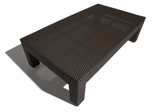 Strathwood Camano All-Weather Wicker Coffee Table — overhead table view.