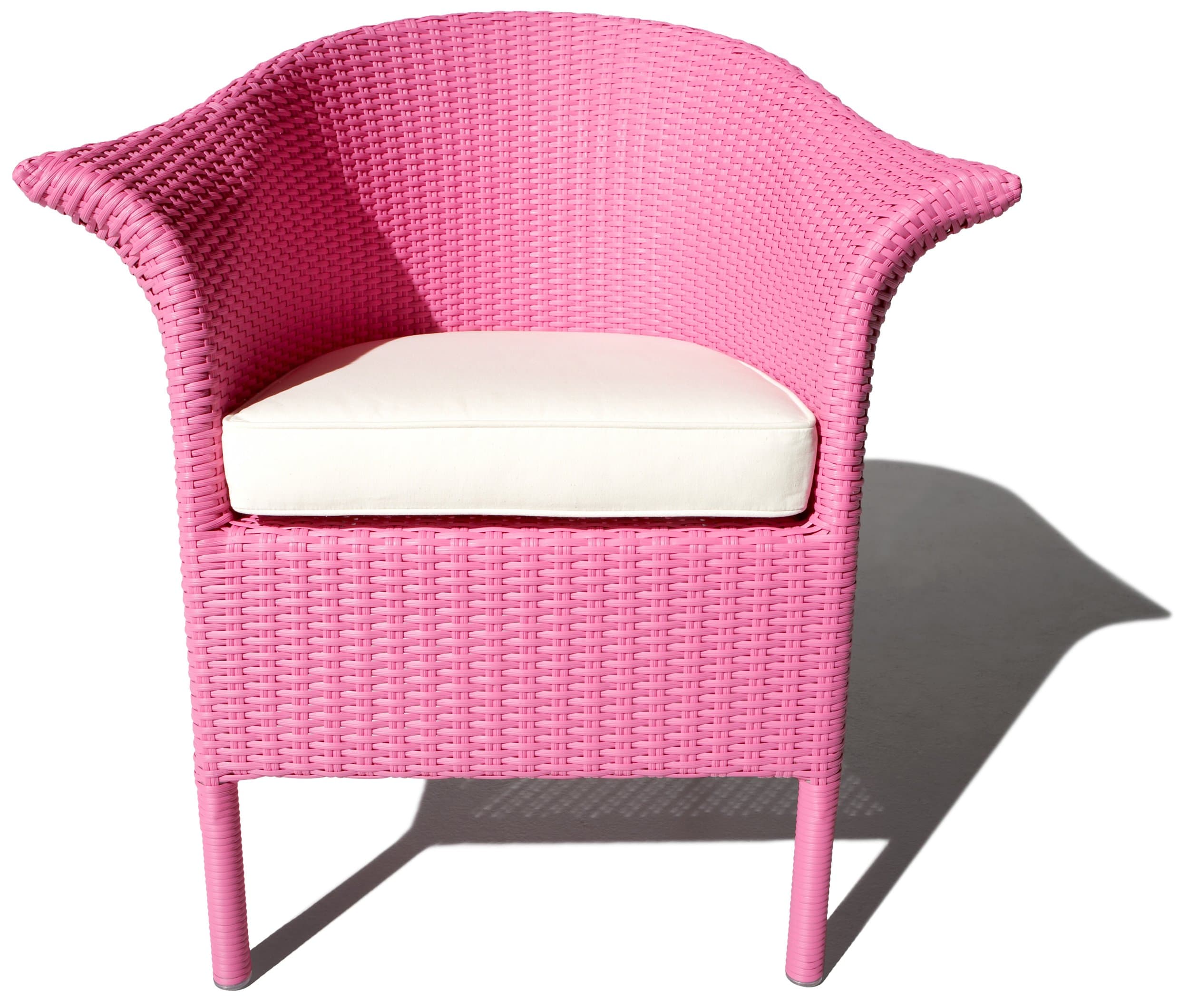 Strathwood All-Weather Wicker Side Chair, Pink — front view with seat cushion.