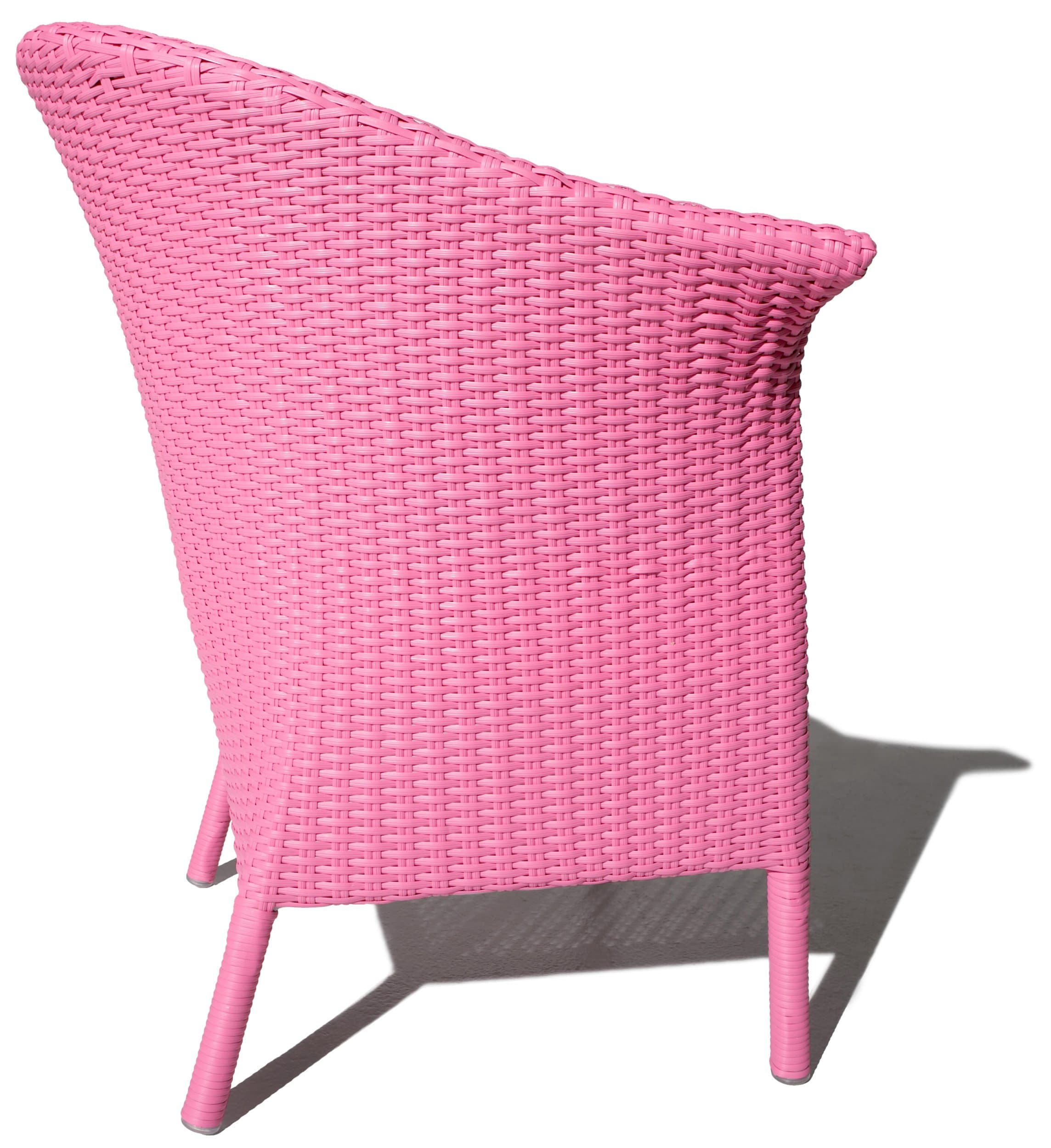 Strathwood All-Weather Wicker Side Chair, Pink — back view of woven shell.