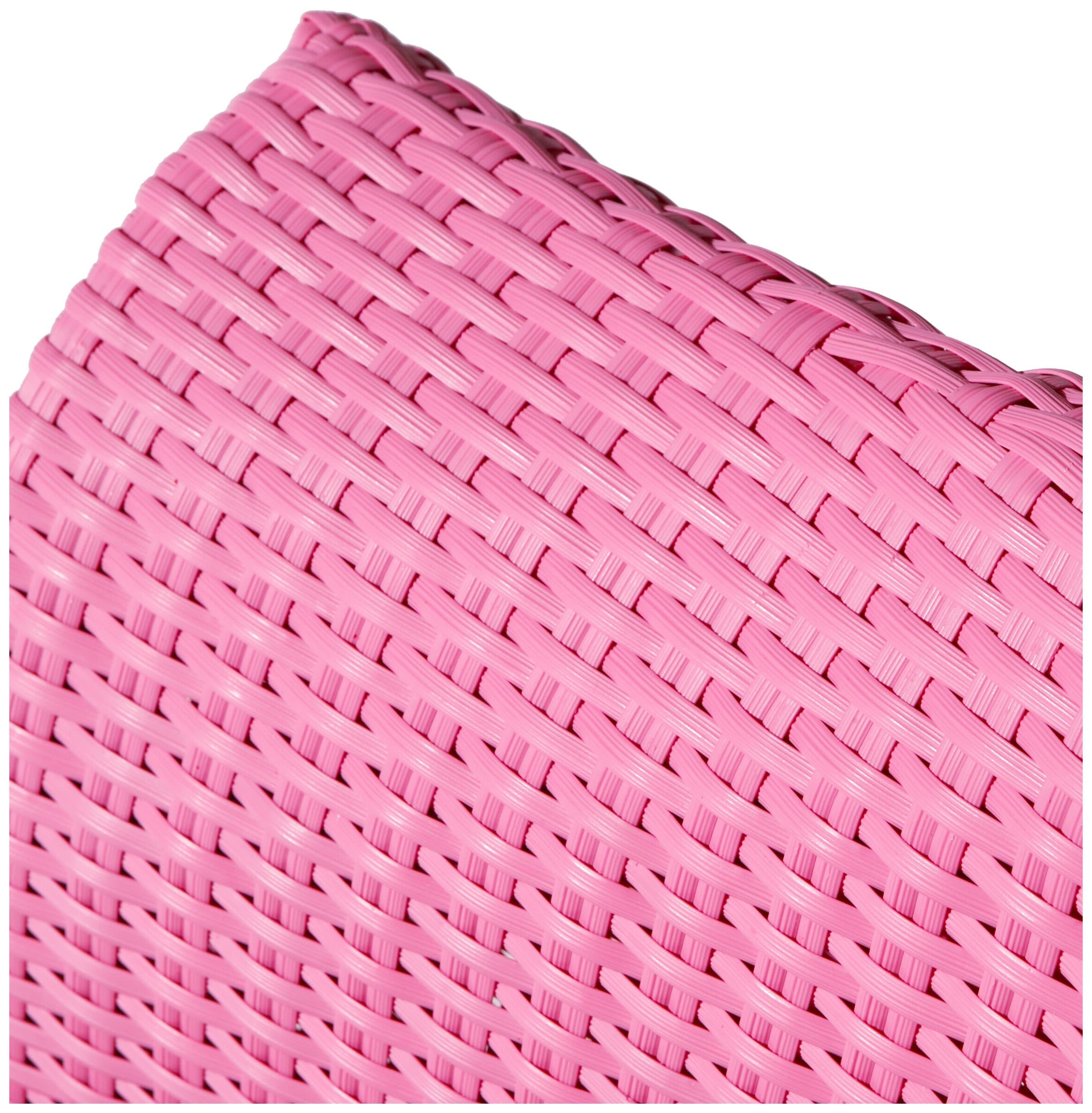 Strathwood All-Weather Wicker Side Chair, Pink — close view of pink wicker.