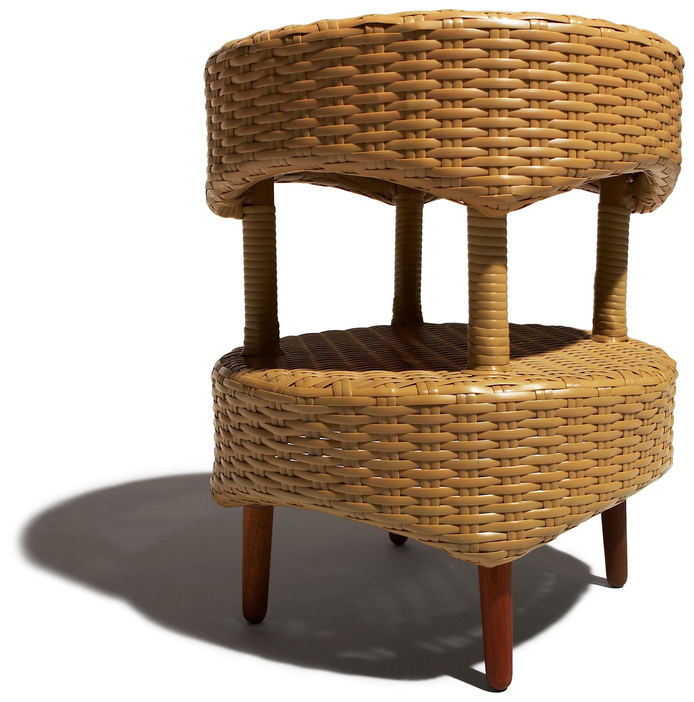 Strathwood Cypress All-Weather Wicker Bistro Table, Honey — straight-on table view.