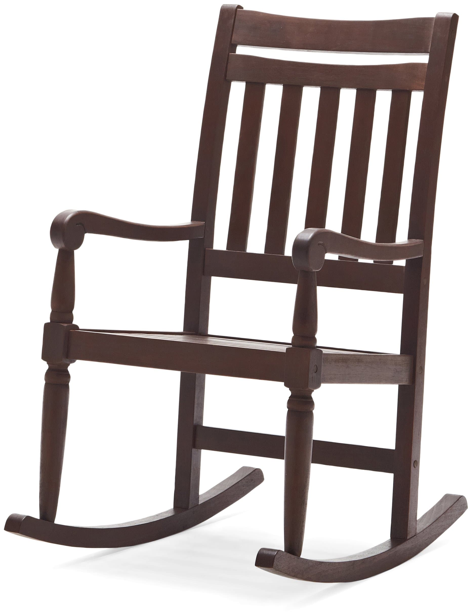 Strathwood Redonda Hardwood Rocking Chair, Dark Brown — angled view of rocking chair.