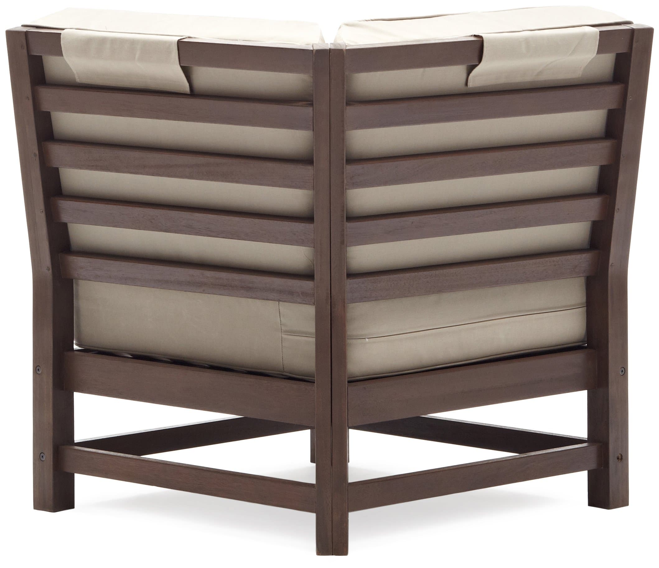 Strathwood Anderson Hardwood Sectional, Corner Chair — back of chair with cushions in place.