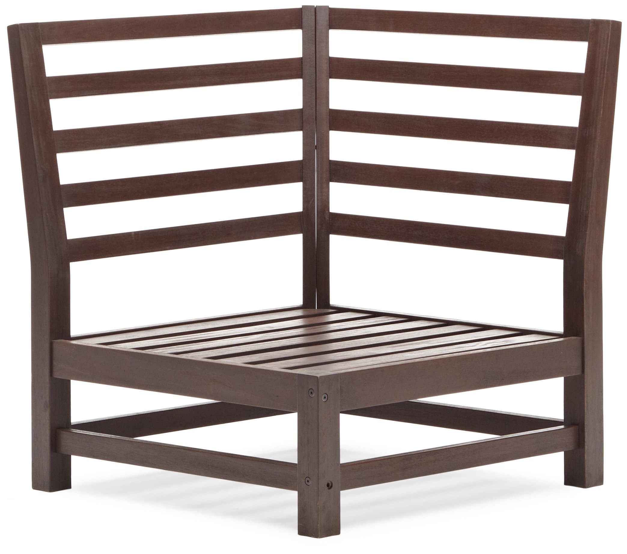 Strathwood Anderson Hardwood Sectional, Corner Chair — wooden frame with cushions removed.