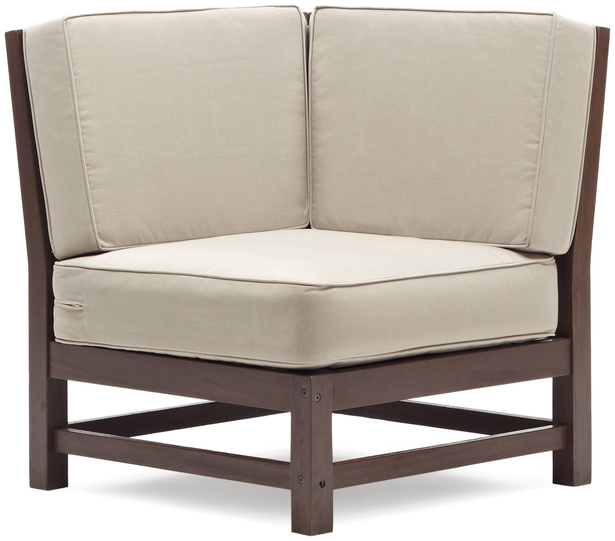 Strathwood Anderson Hardwood Sectional, Corner Chair — straight-on view with cushions.