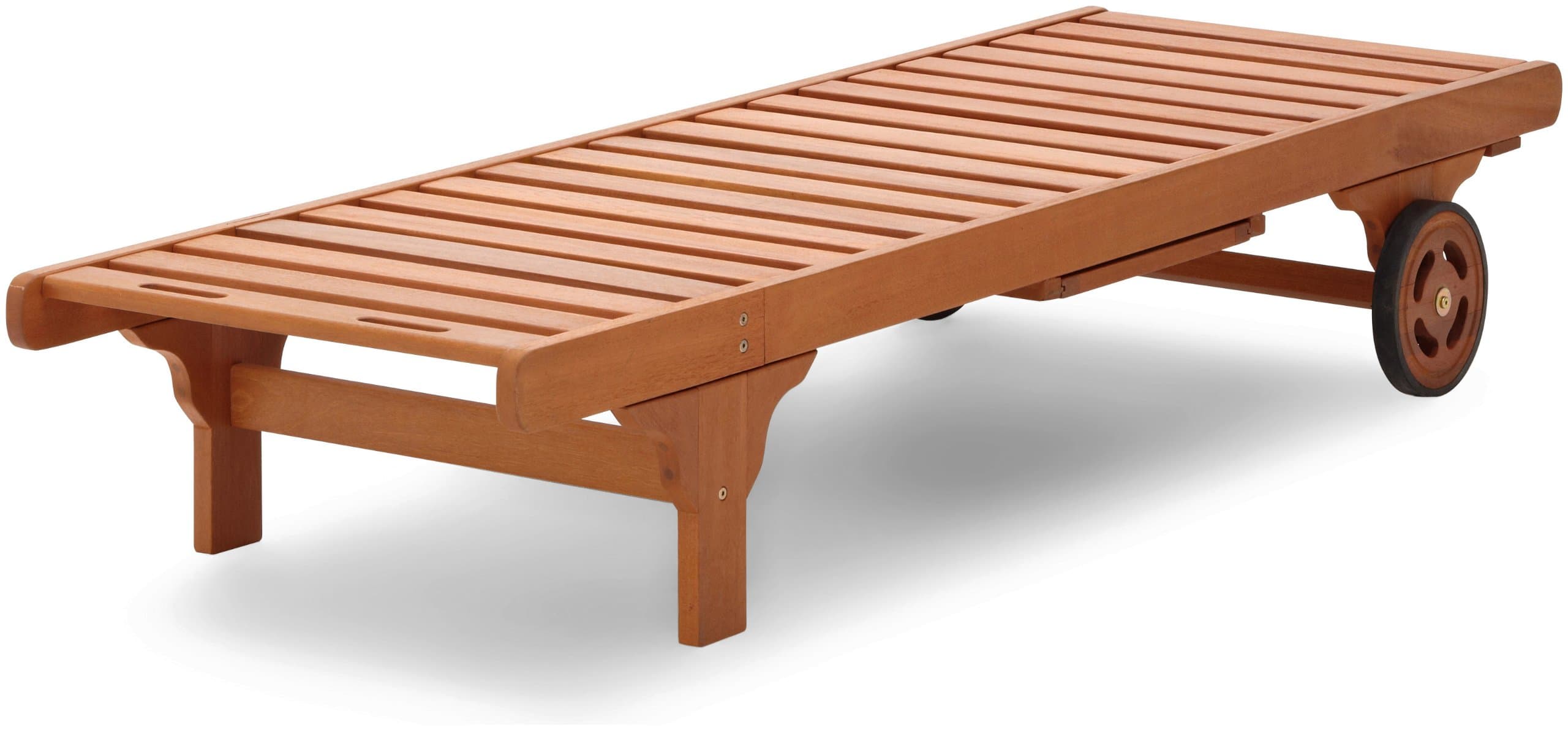 Strathwood Basics Hardwood Chaise Lounge — chaise lowered flat.