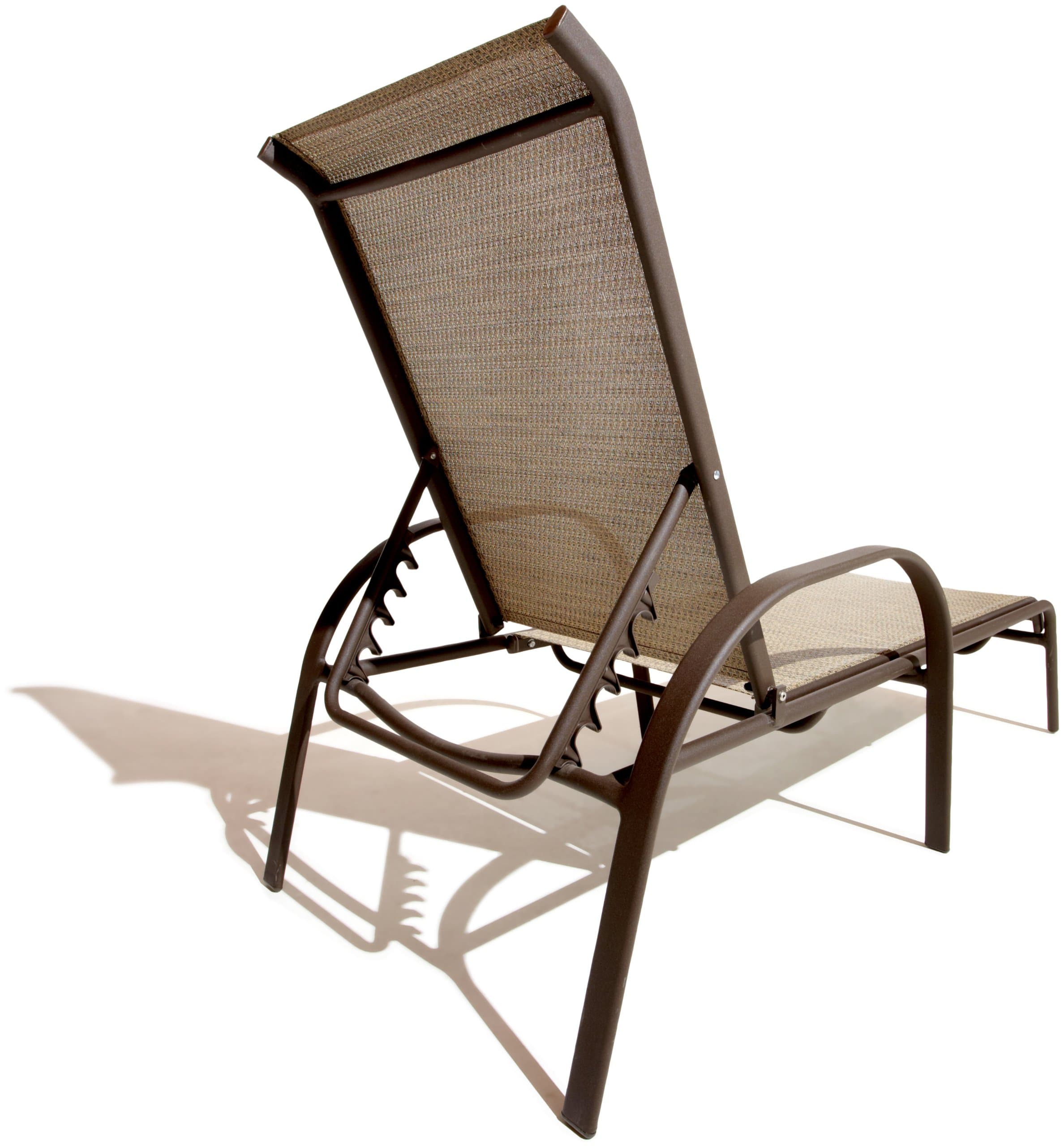Strathwood Rawley Textilene Chaise Lounge — back of raised backrest.