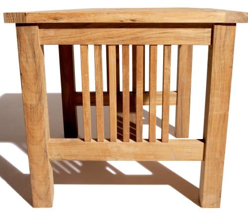 Strathwood Blake Teak Lounge Side Table — straight-on end view.