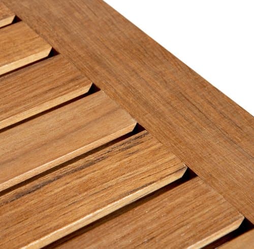 Strathwood Blake Teak Lounge Side Table — close view of tabletop slats.
