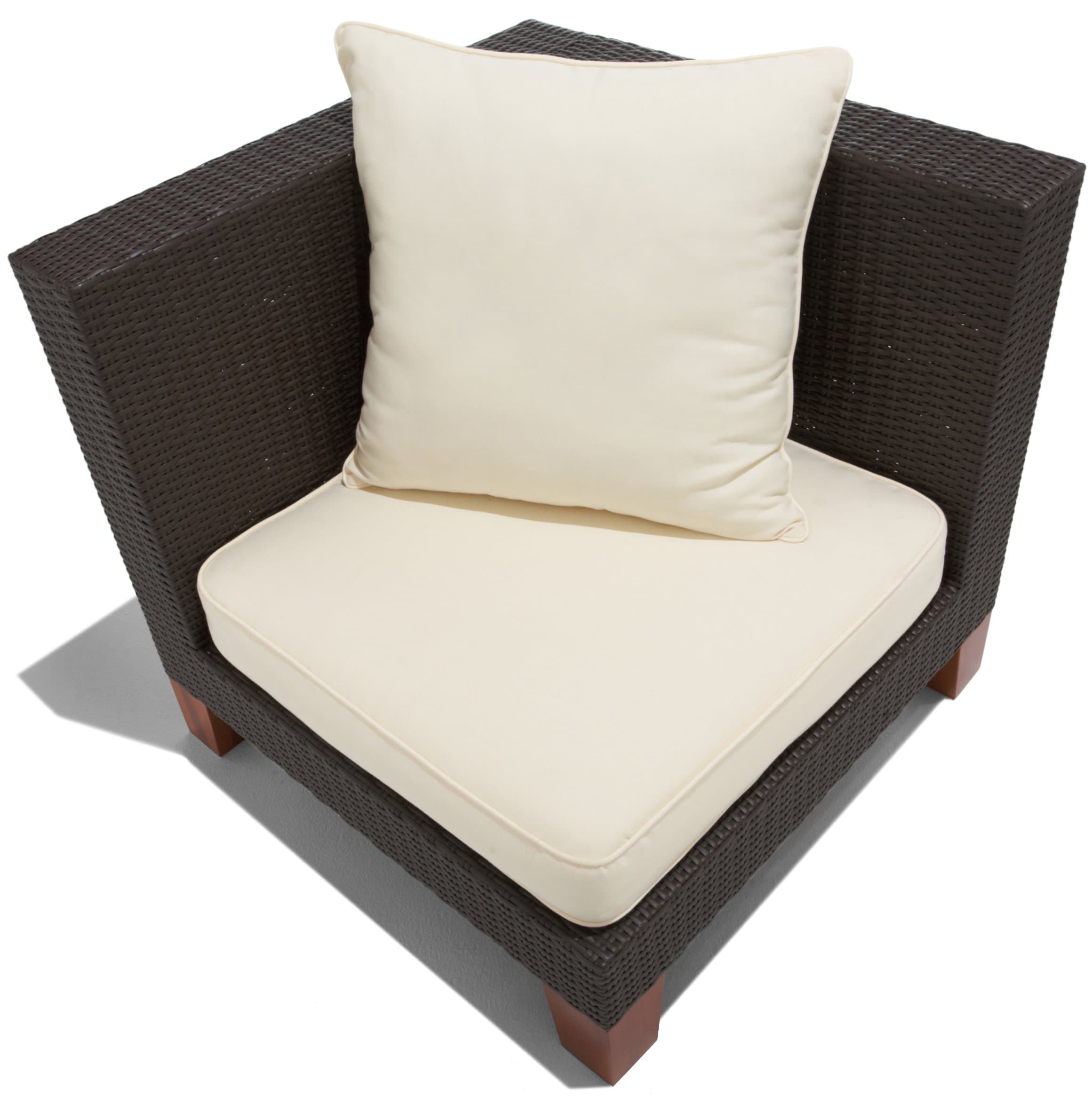 Strathwood Camano All-Weather Wicker Sectional Sofa Seat, Left — cushioned seat viewed from above.