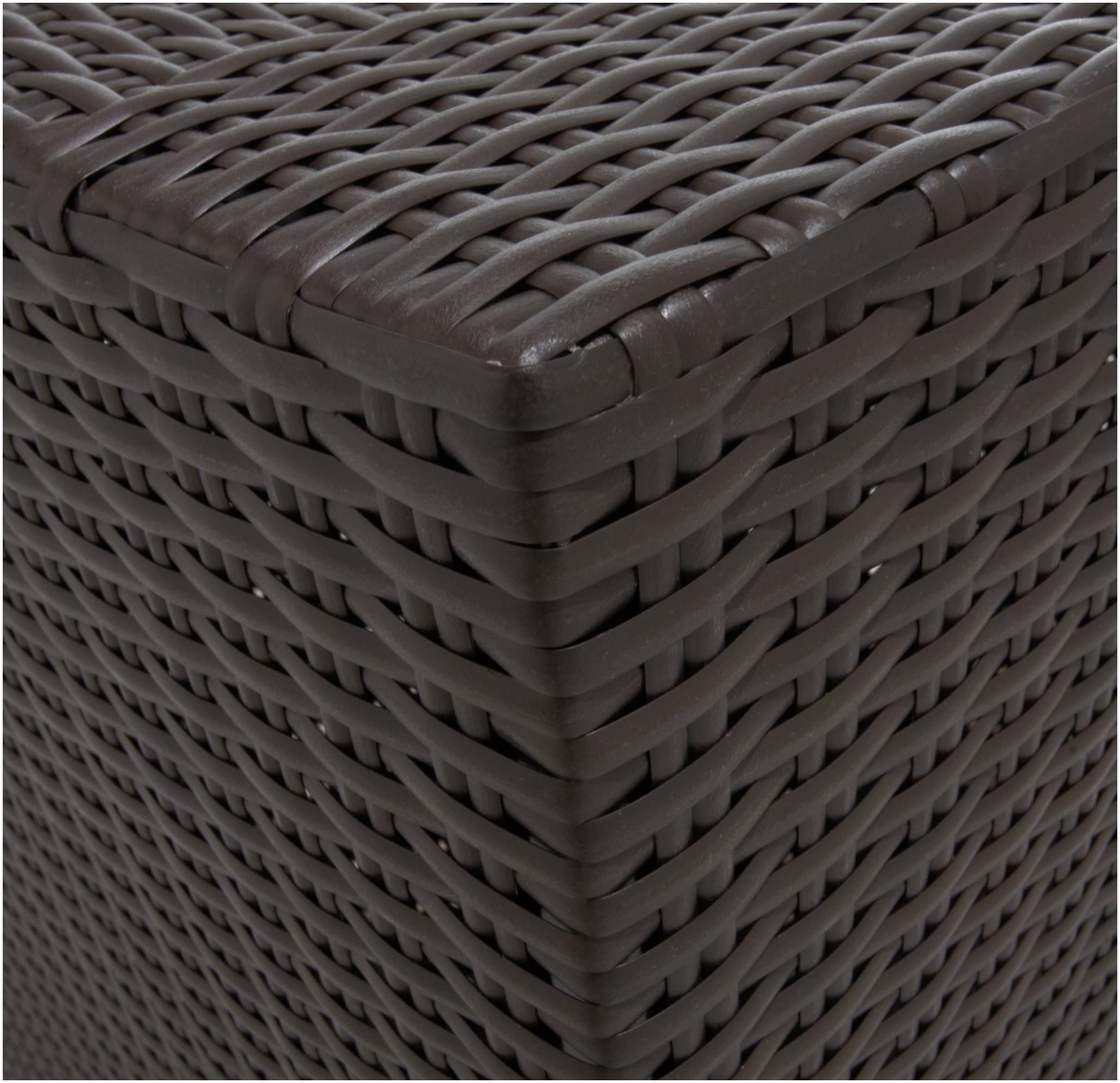 Strathwood Camano All-Weather Wicker Sectional Sofa Seat, Left — close view of wicker shell corner.