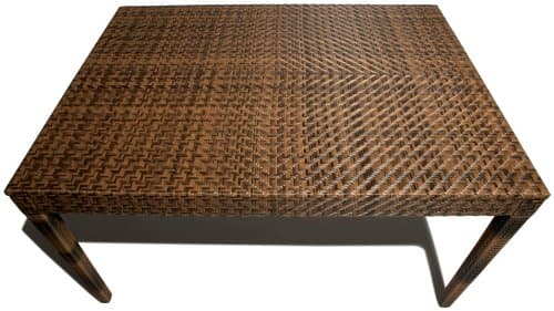 Strathwood Lanai Dining All-Weather Wicker Table — tabletop from above.