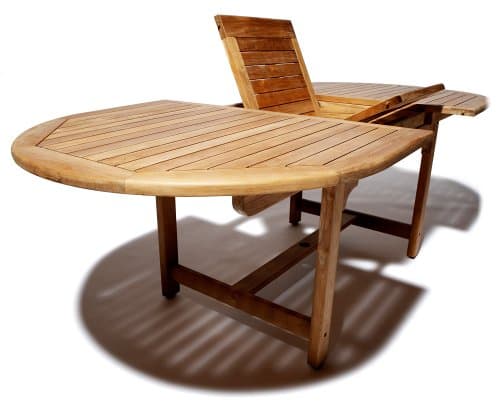 Strathwood Vashon Collection Teak Oval Expandable Leaf Table — table with coordinating chair; chair sold separately.