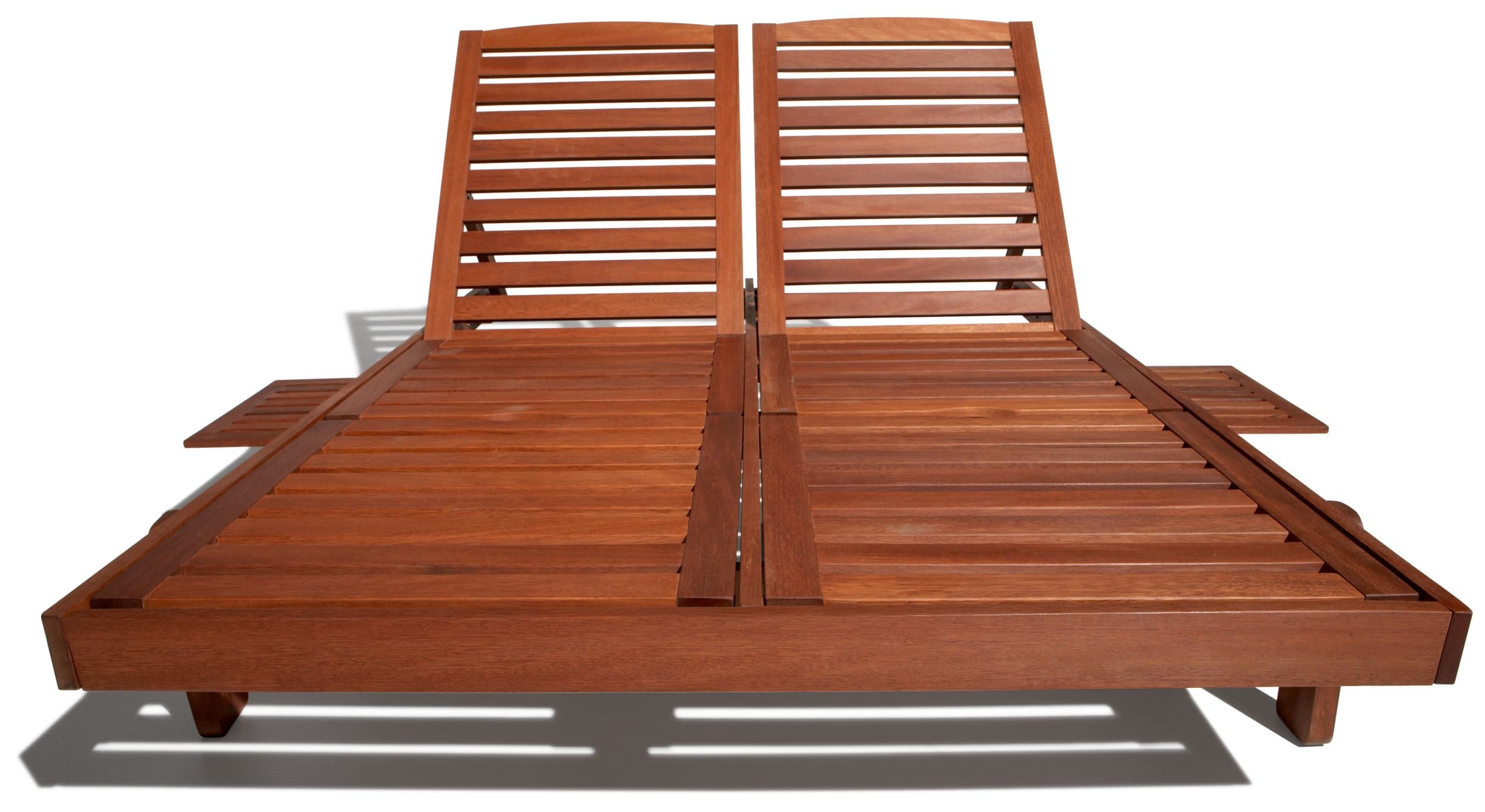 Strathwood Talbot Hardwood Double Sunlounger — front view with backrests raised.