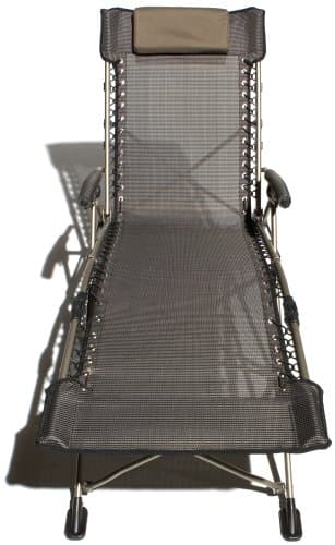 Strathwood Deluxe Multi-Position Chaise Lounge — front view of sling and headrest.