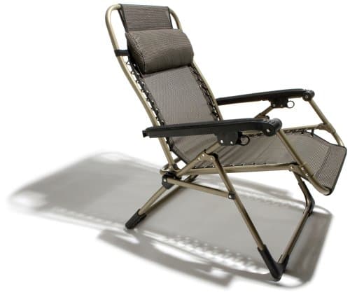 Strathwood Deluxe Anti-Gravity Chair upright with removable support pillow