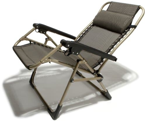 Strathwood Deluxe Anti-Gravity Chair reclined from the opposite front angle