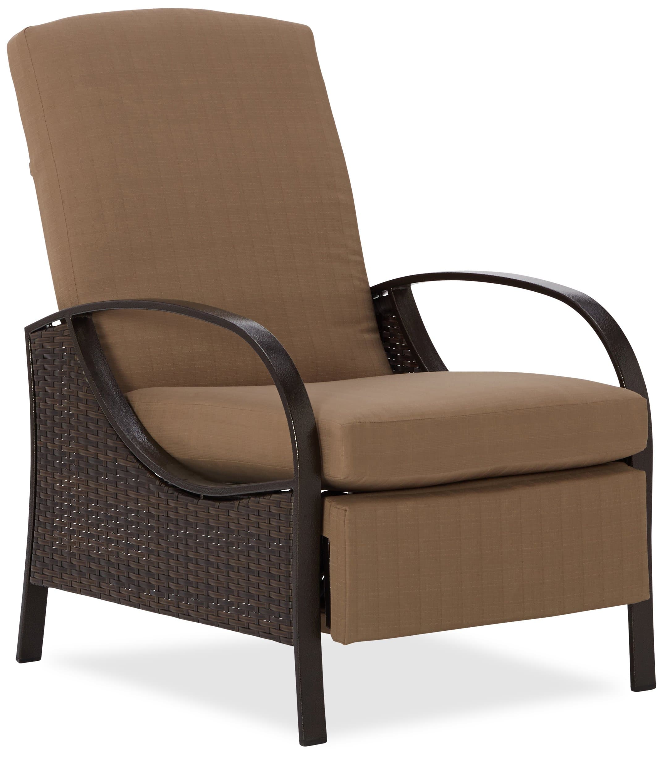 Strathwood All-Weather Wicker Deep Seating Outdoor Recliner — upright front view.