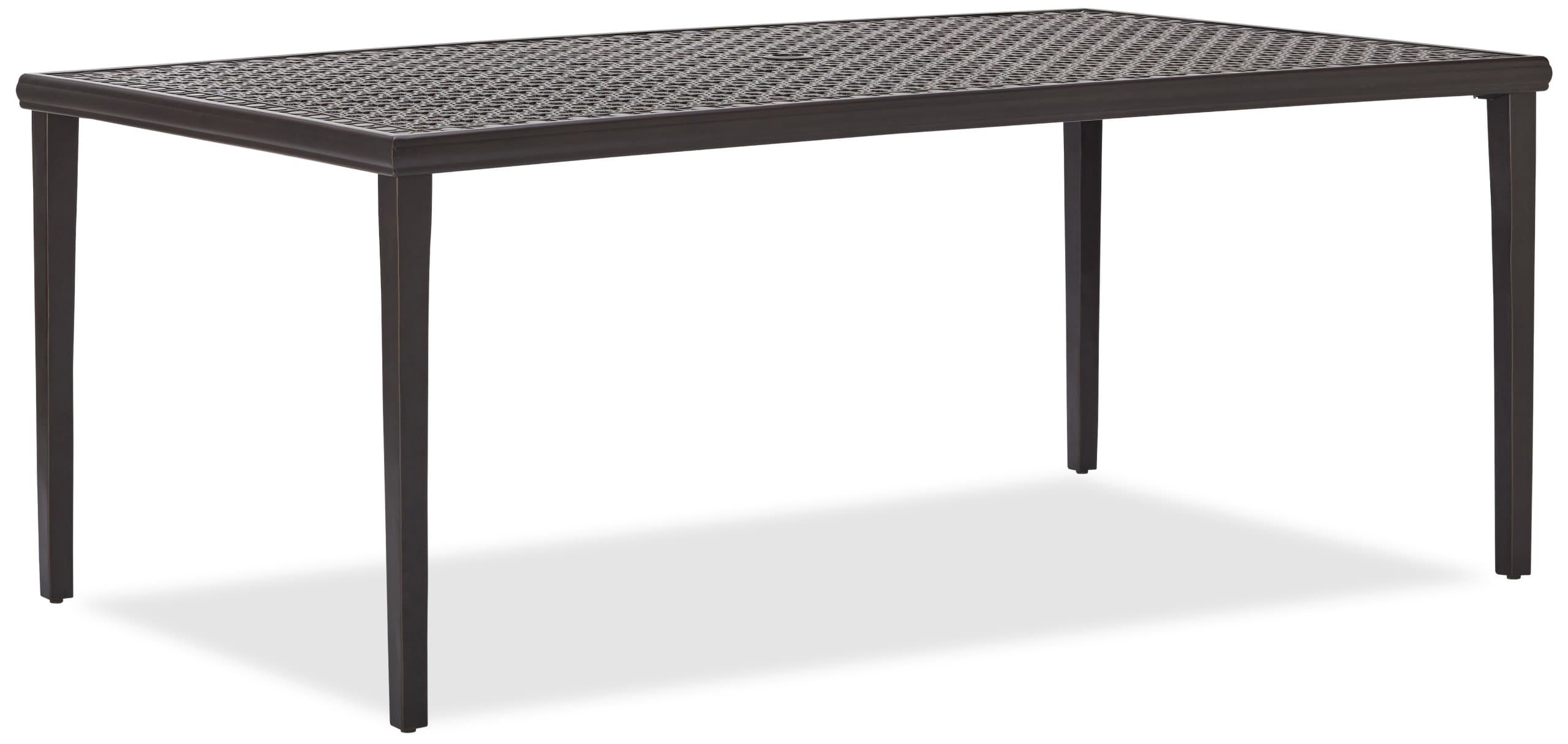 Strathwood Whidbey Cast-Aluminum Rectangular Dining Table — angled full rectangular table.
