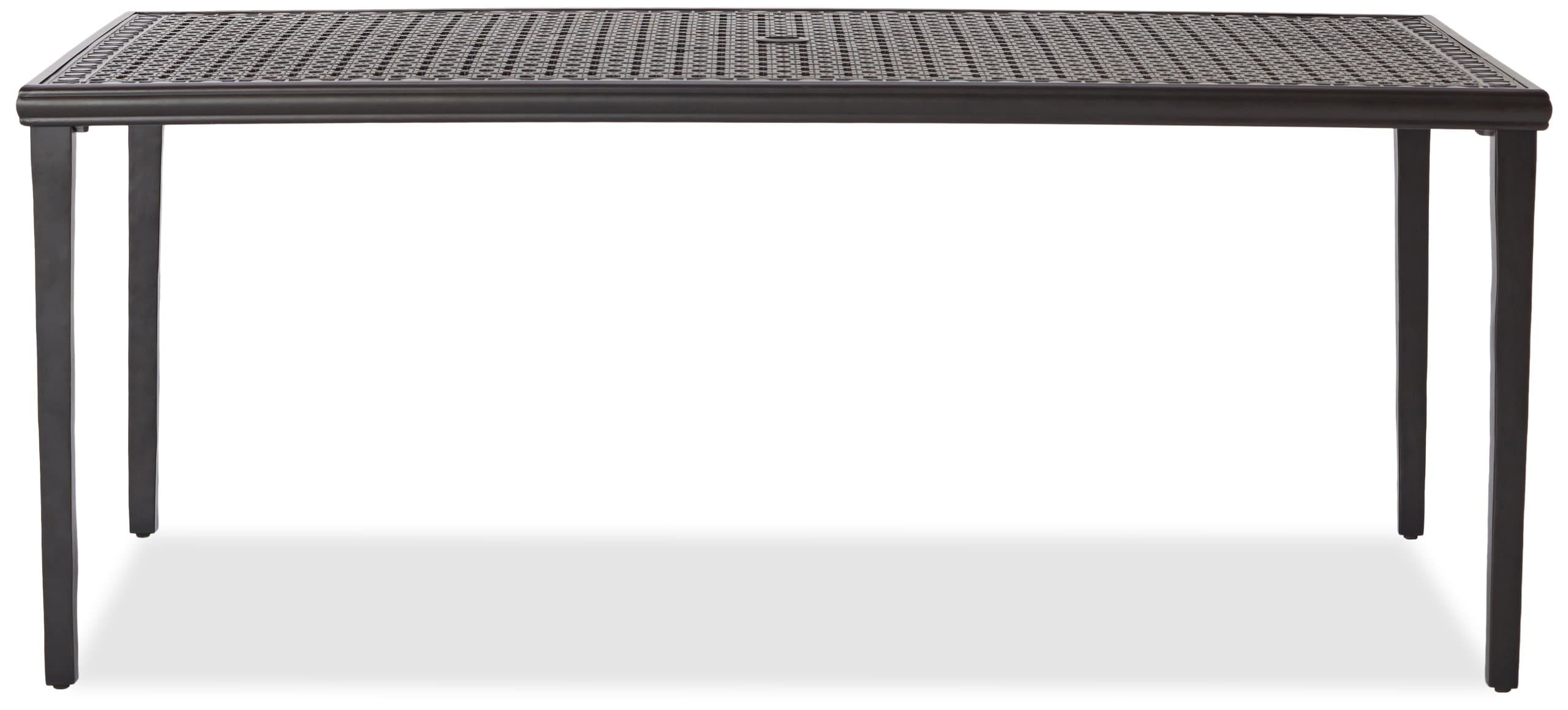 Strathwood Whidbey Cast-Aluminum Rectangular Dining Table — wide front view.