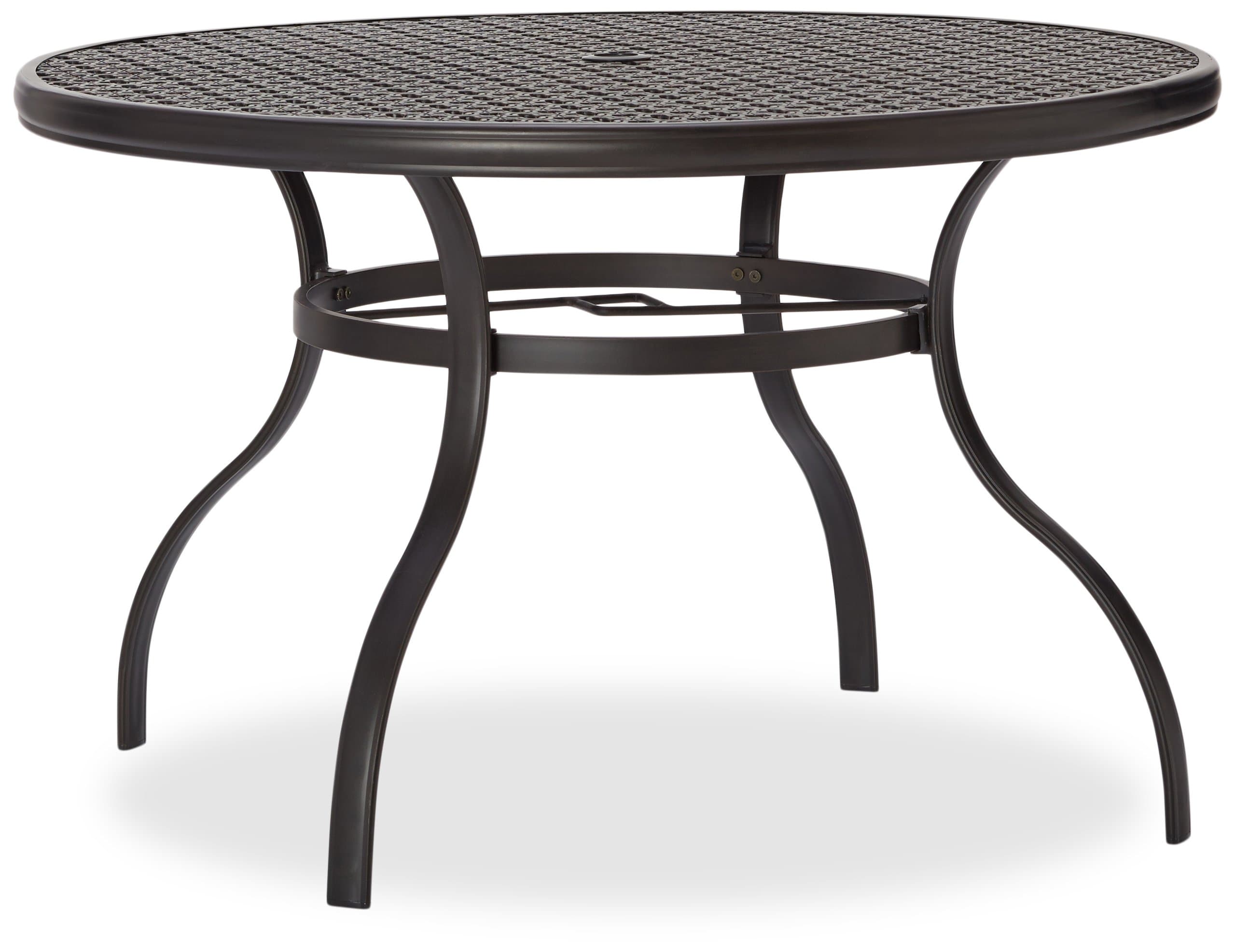 Strathwood Whidbey Cast-Aluminum Round Dining Table — full round table view.