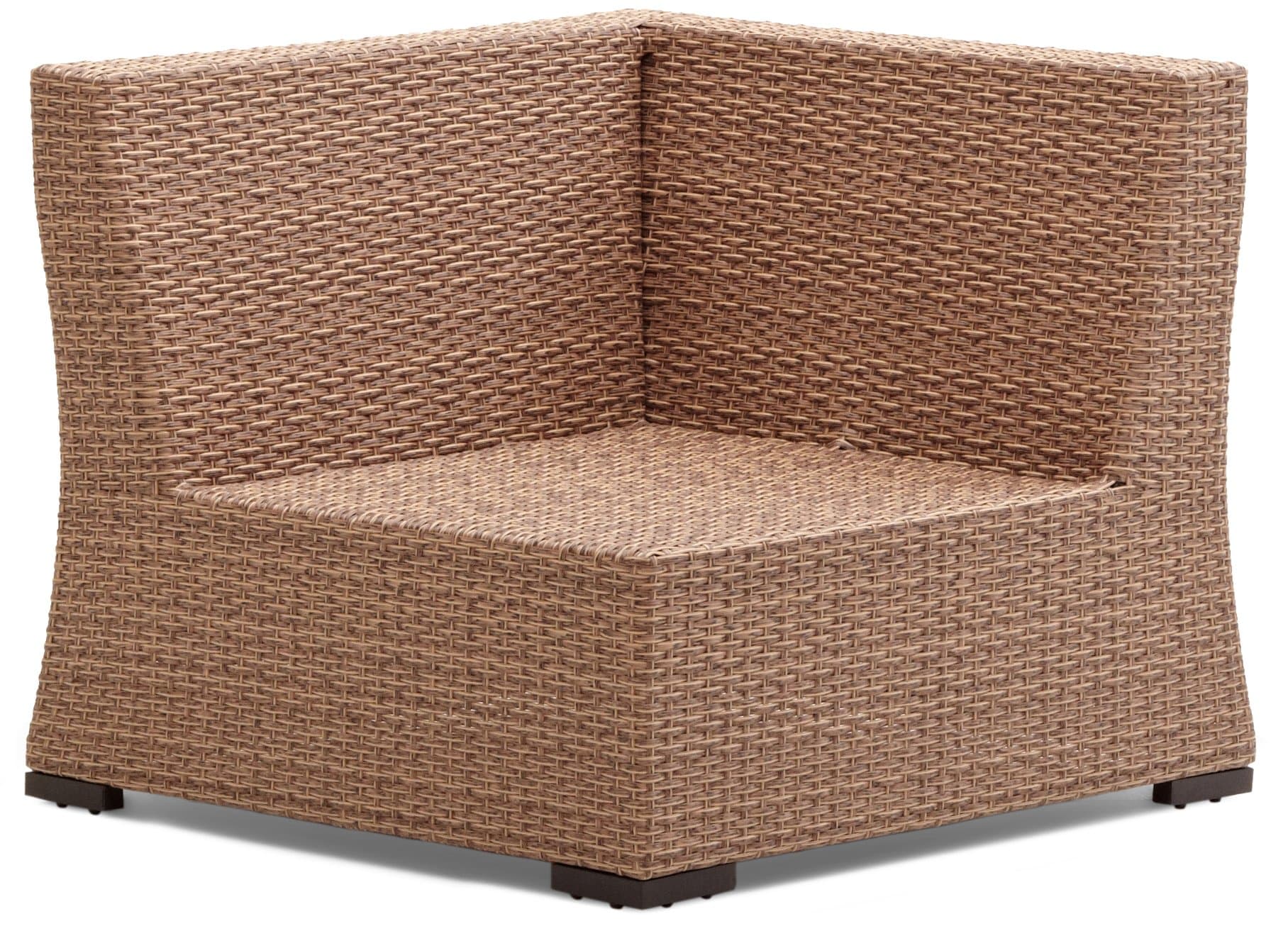 Strathwood Griffen All-Weather Wicker Sectional Corner Chair, Natural — wicker frame with cushions removed.
