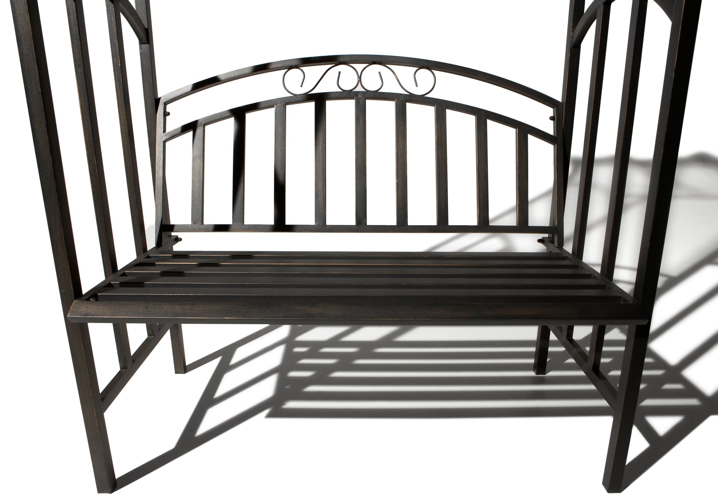 Strathwood Decorative Garden Trellis with Bench — straight-on bench seat and back.