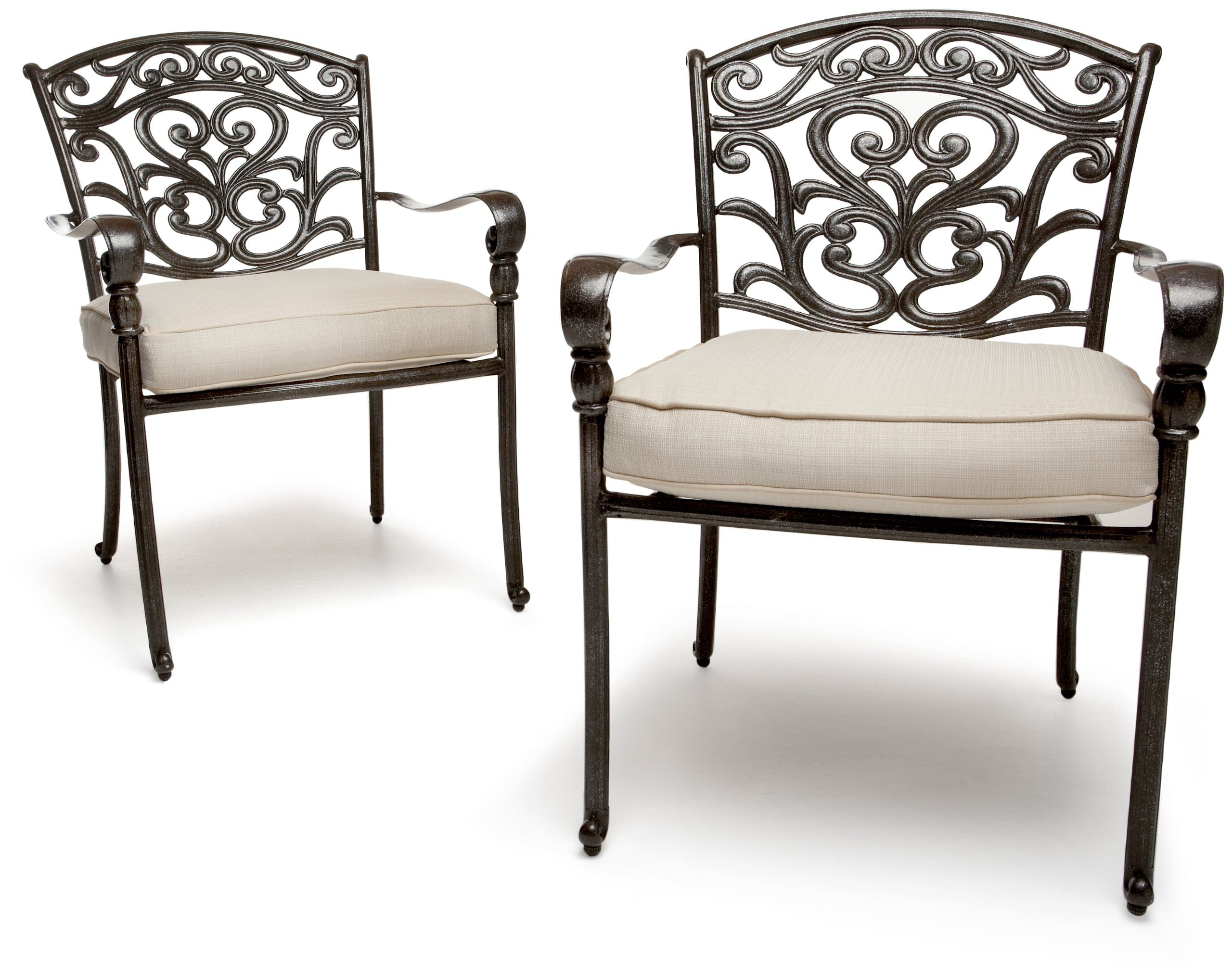 Strathwood St. Thomas Cast Aluminum Dining Arm Chair, Set of 2 — chair pair shown together.