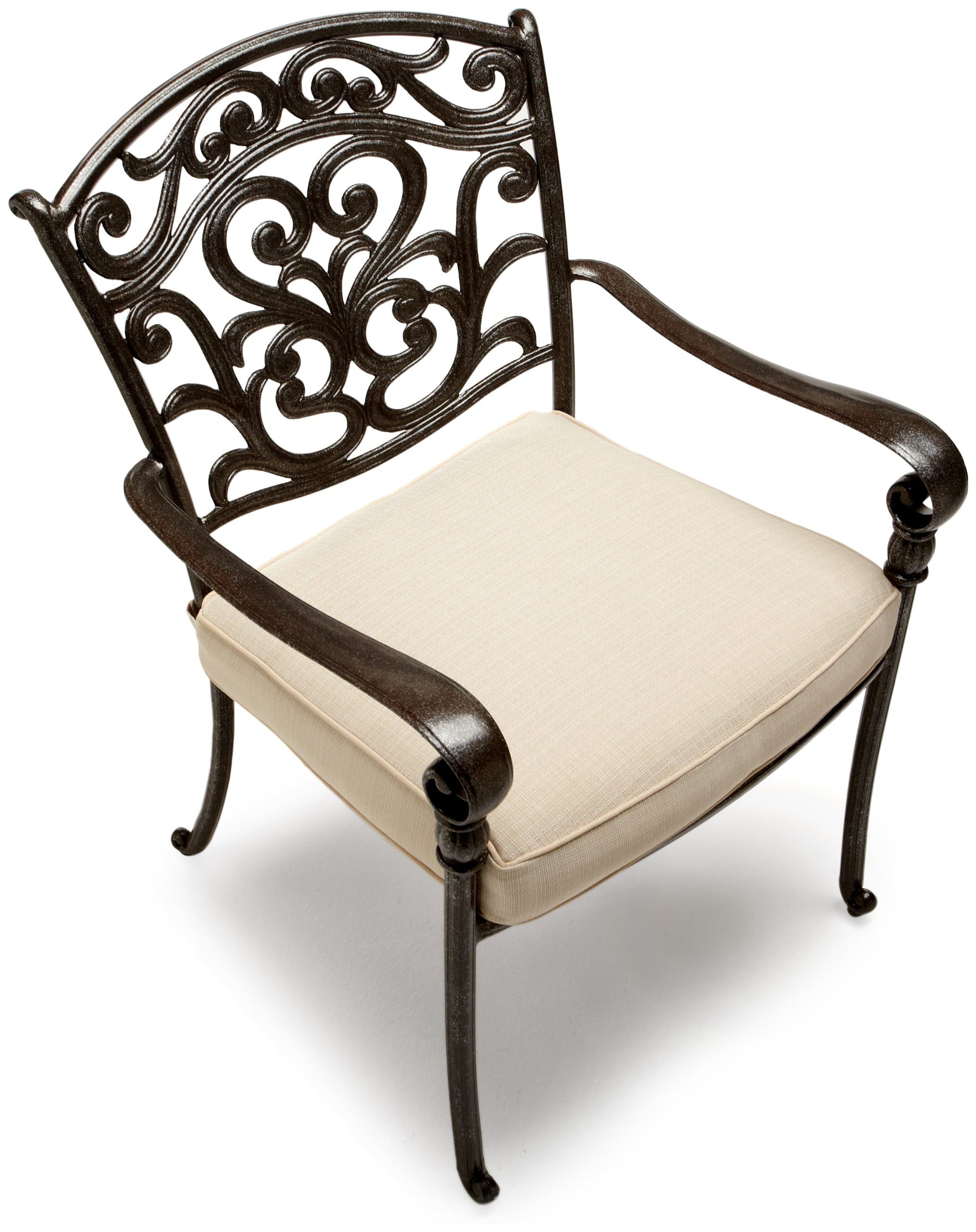 Strathwood St. Thomas Cast Aluminum Dining Arm Chair, Set of 2 — single chair at an angle.