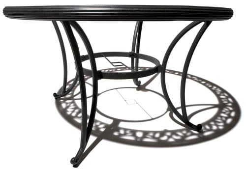 Strathwood Ryer 48-Inch Round Aluminum Dining Table — straight-on table profile.