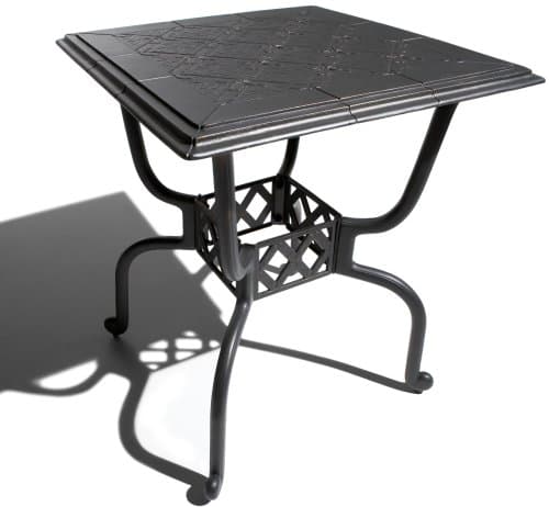 Strathwood Sanibel Cast Aluminum Balcony Table — angled full table view.