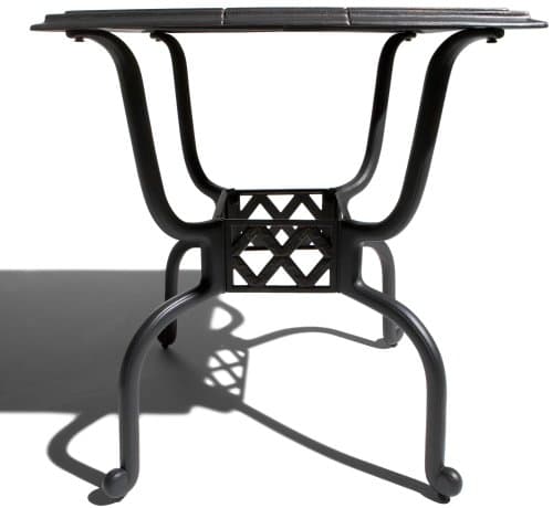 Strathwood Sanibel Cast Aluminum Balcony Table — straight-on frame view.