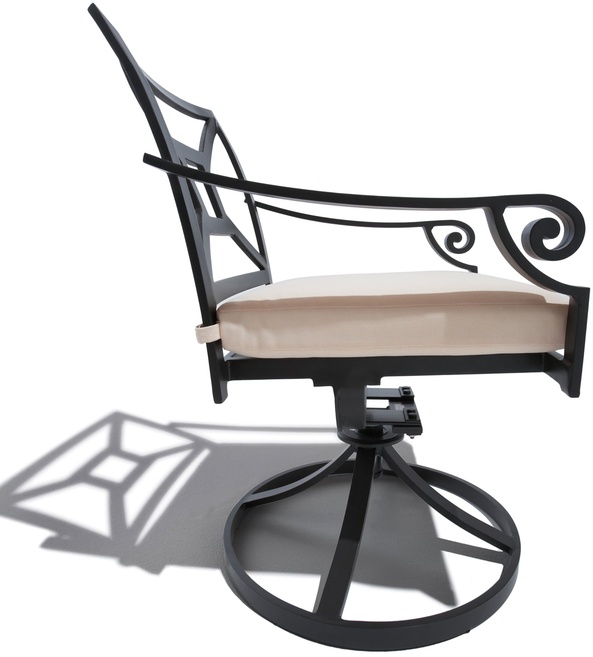 Strathwood Grand Isle Swivel Rocker Dining Chair, Set of 2 — single swivel-rocker chair in profile.