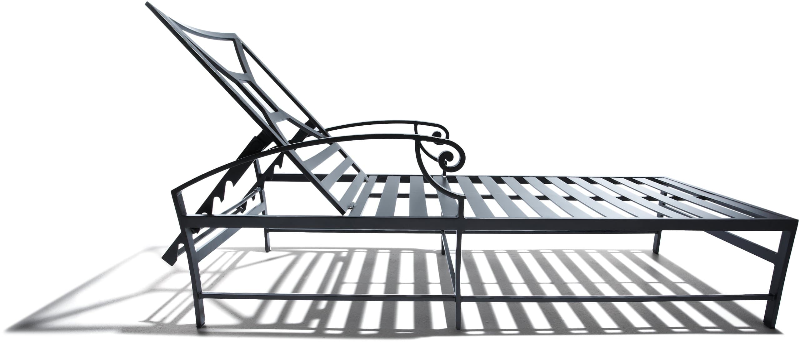 Strathwood Grand Isle Chaise Lounge Chair — bare frame in profile with back raised.